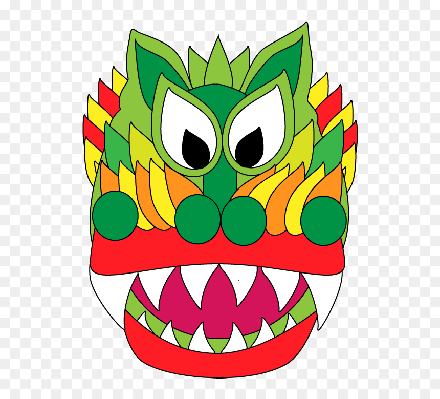 Chinese New Year Dragon And Lantern Coloring Sheets, HD Png Download - dragon face png