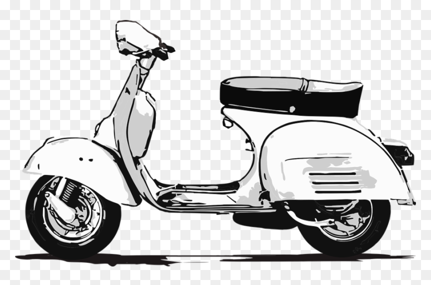 Scooter, Motorcycle, Transparent Png Image & Clipart - Vespa Clipart, Png Download - motorcycle clipart png