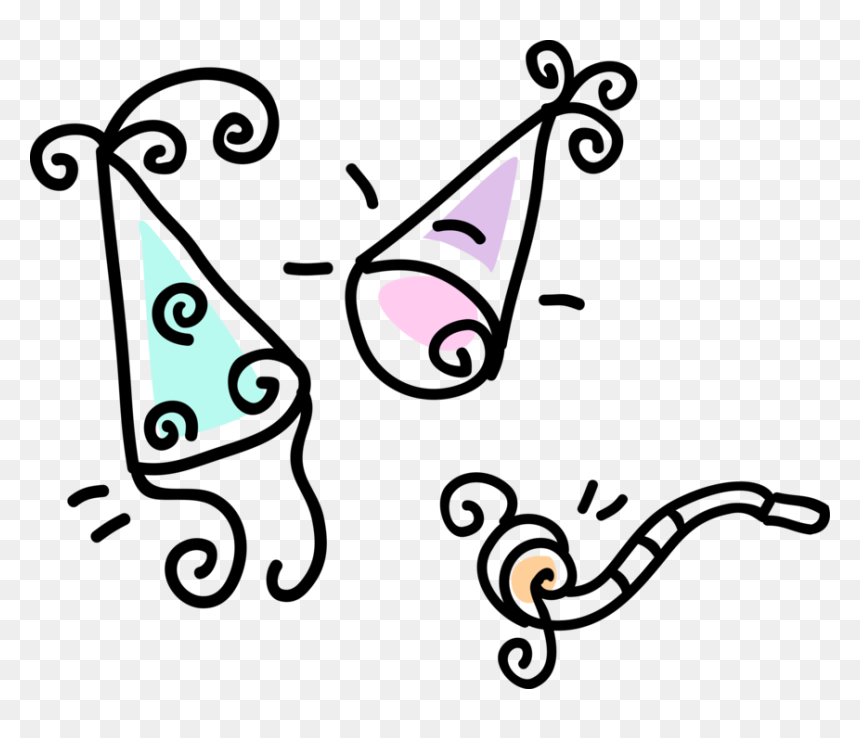 Vector Illustration Of Celebration Party Hats And Noisemaker, HD Png Download - party hats png