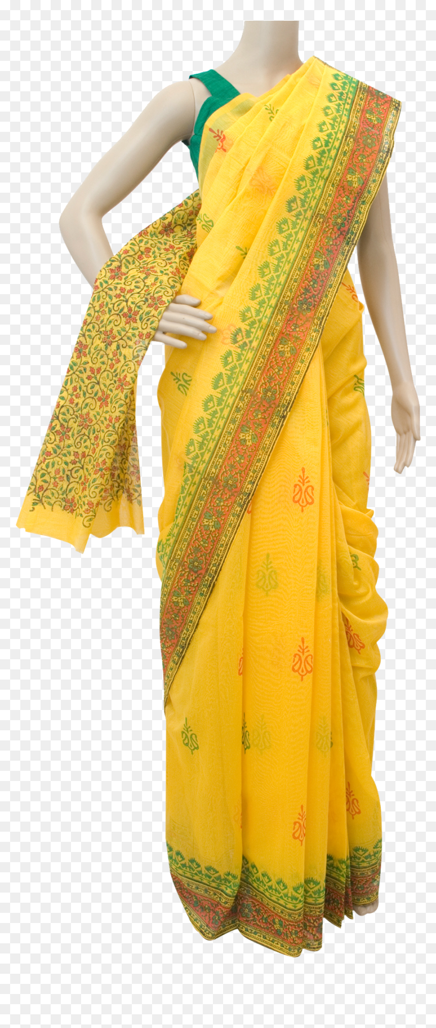 Yello Saree Red Blouse, HD Png Download - sarees png images
