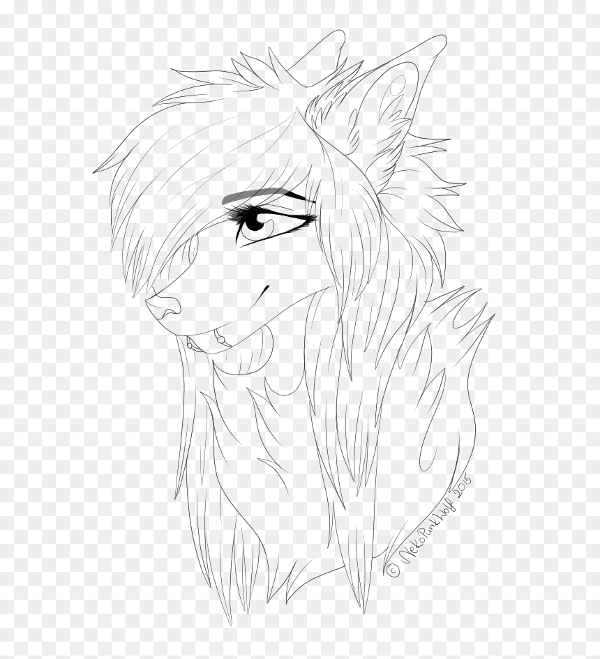 Line Art, HD Png Download - wolf png