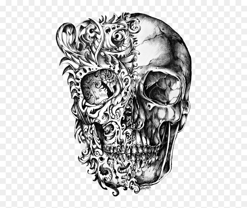Skull Drawings, HD Png Download - tattoo png