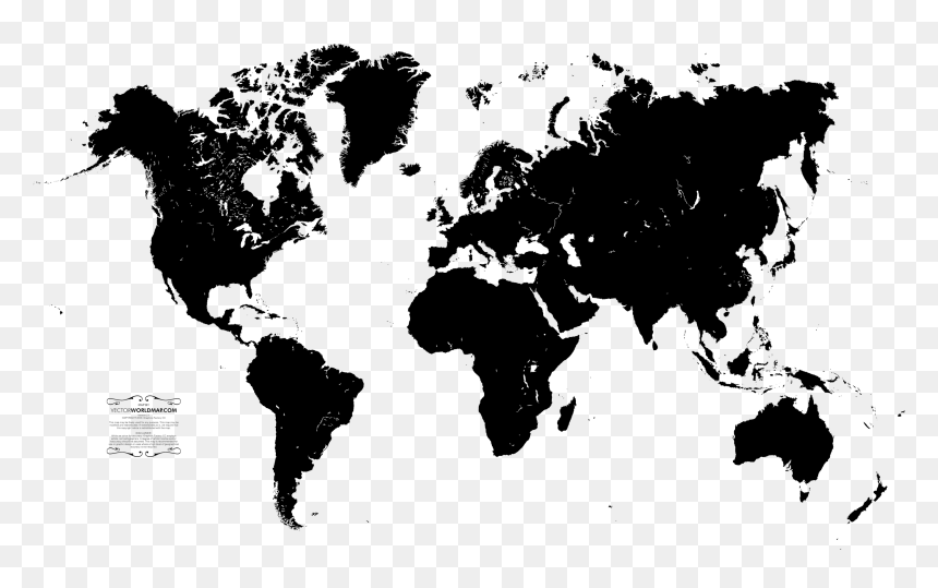 Black And White World Map, HD Png Download - world png