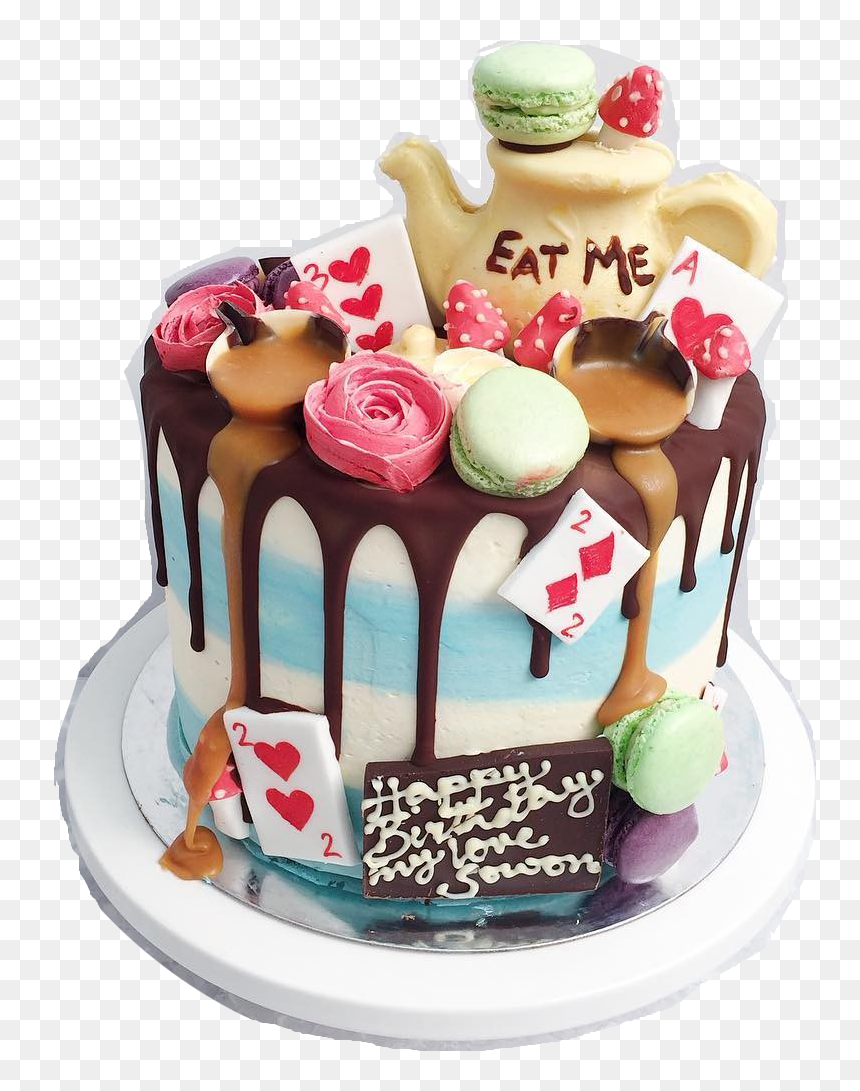 Alice In Wonderland Cake 8 Inch, HD Png Download - birthday cake png