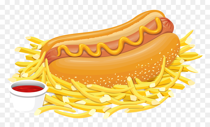Hotdog And Fries Clipart, HD Png Download - food png