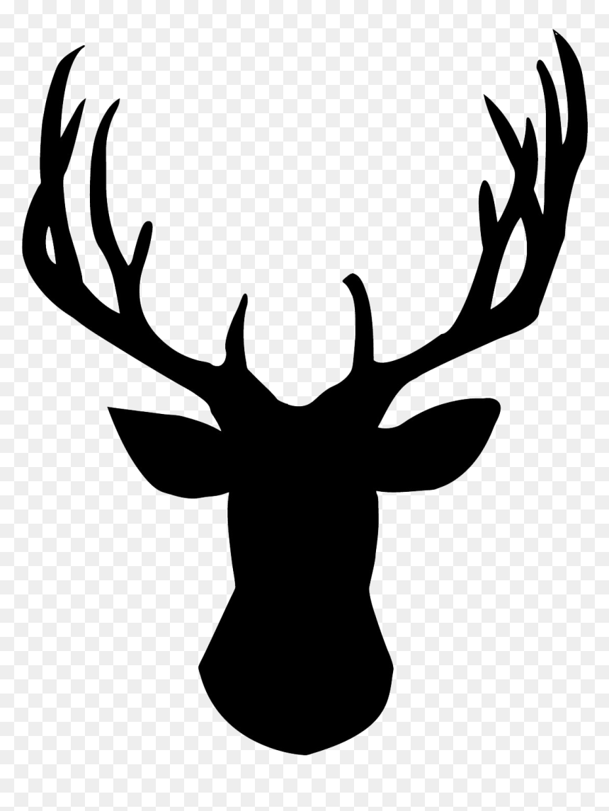 Deer Head Silhouette Free, HD Png Download - reindeer png