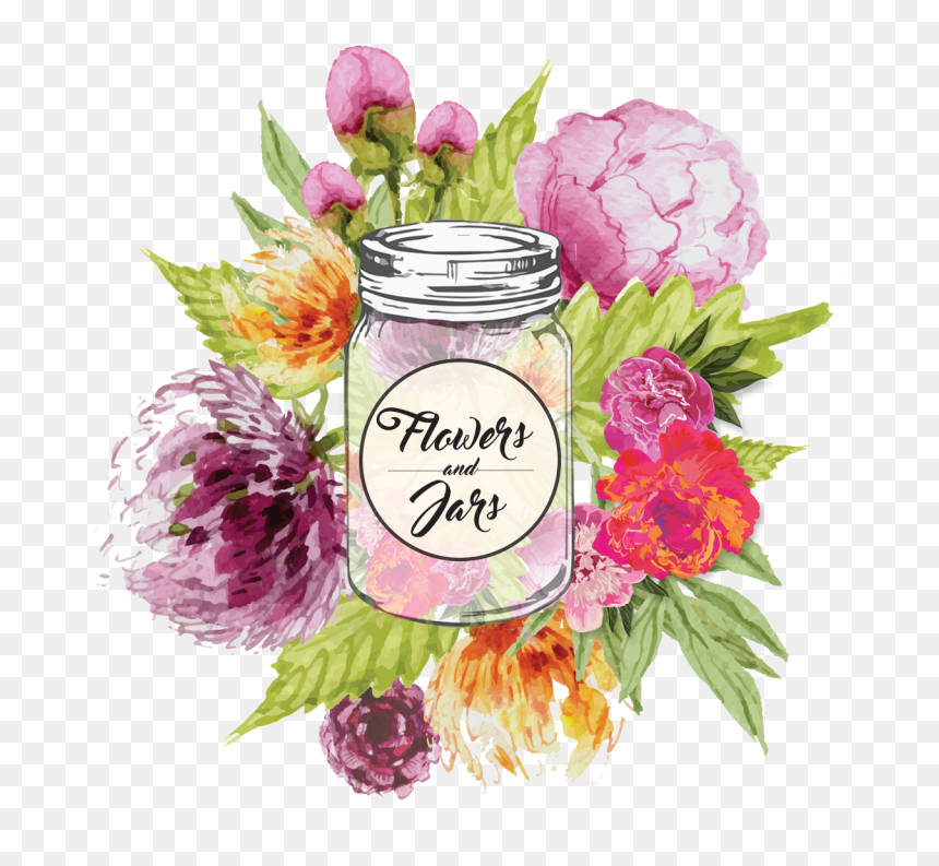Flowers Jar Png, Transparent Png - mason jar png