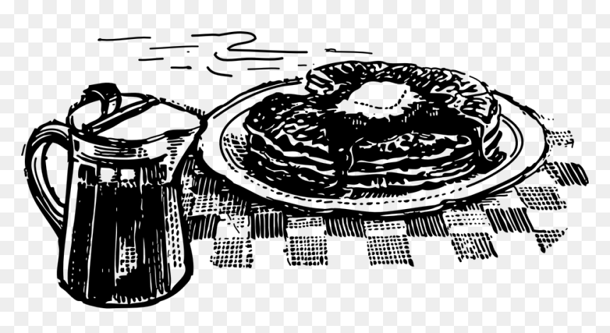 Pancake Eggs Breakfast Black And White, HD Png Download - pancakes png