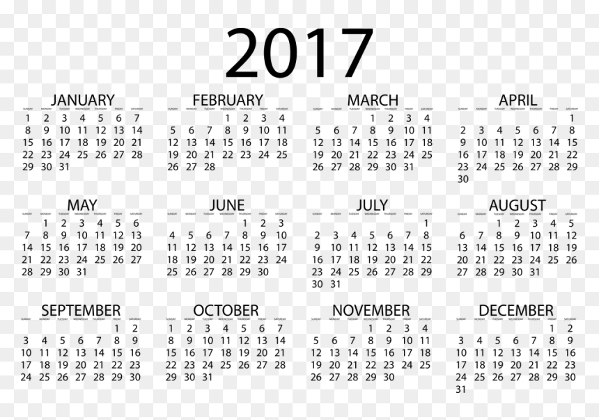 2017 Calender Png - Calendar 2017, Transparent Png - calender.png