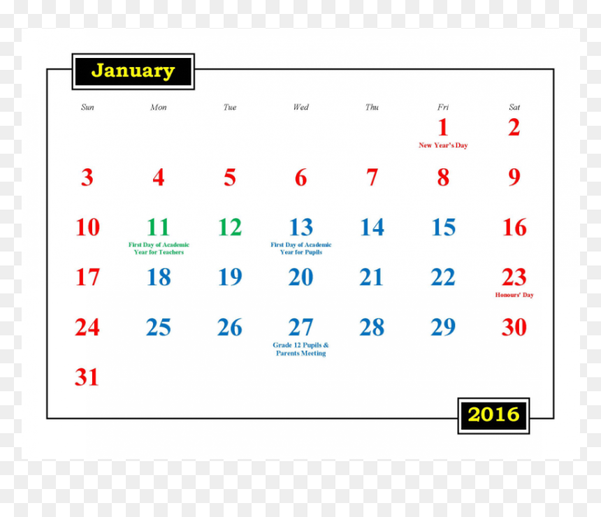 2011, HD Png Download - 2016 calender png