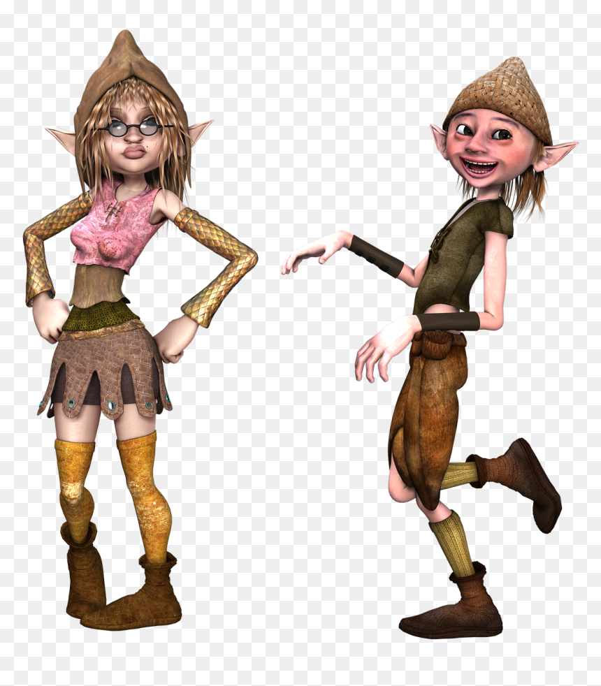 Boy And Girl Elf Pose Free Photo - Pose 3d Female Png Transparent, Png Download - 3d cartoon character png