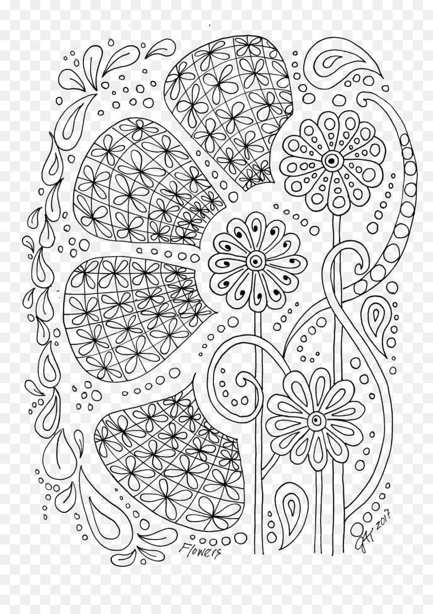 Line Art, HD Png Download - design black and white art flower png