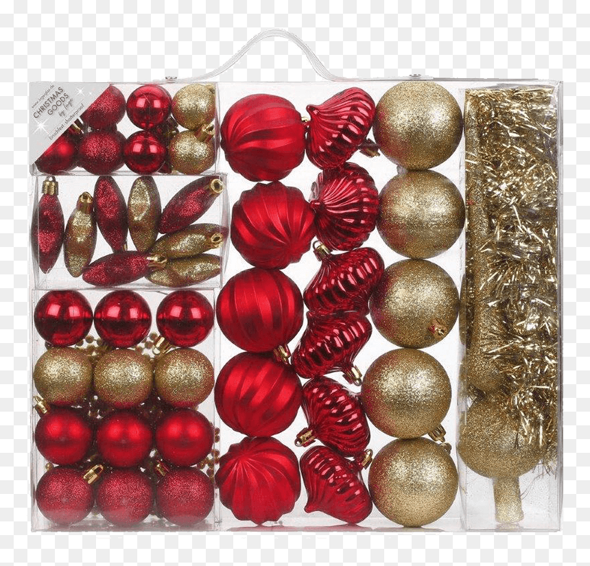 Christmas Bauble Set Made Of Plastic 55 Pieces Red/ - Christmas Ornament, HD Png Download - gold christmas ball png