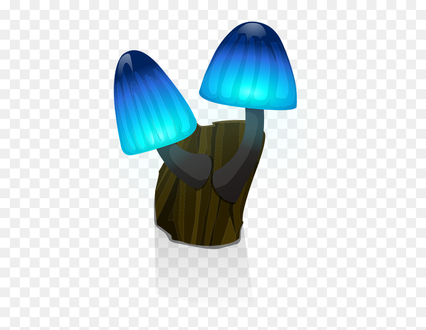 Lamp, Wall, Decoration, Mushrooms, Blue, Glowing, Light - Glowing Mushrooms No Background, HD Png Download - glowing blue bulb png
