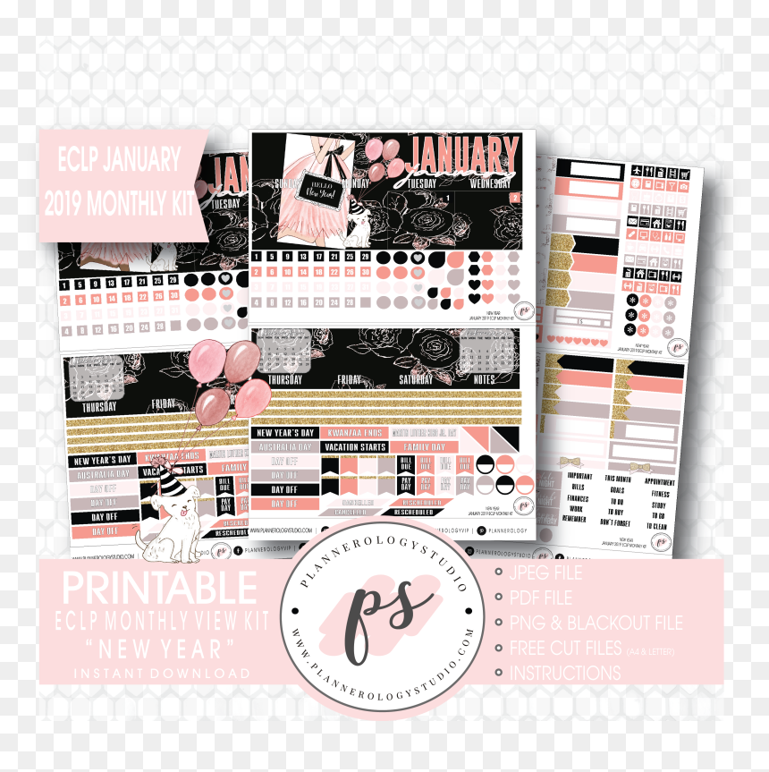 Free Png Wall Clock Png Image With Transparent Background - New Years Planner Stickers Free 2019, Png Download - new png download