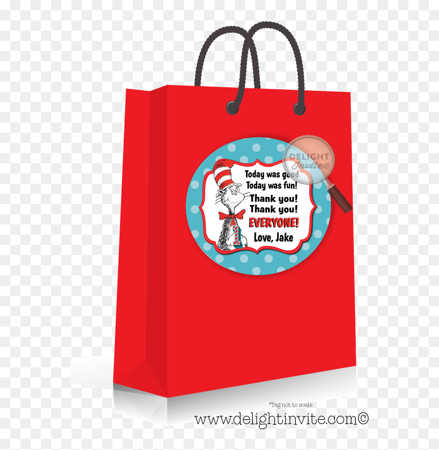 Seuss 1st Birthday Favor Tags - 1st Birthday Thank You Bags, HD Png Download - 1st birthday png red