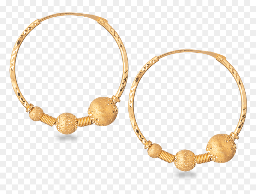 22ct Indian Gold Ball Hoop Earring - Indian Earring Png, Transparent Png - jewellery.png