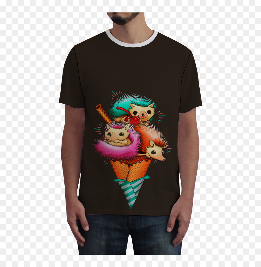 Camiseta Fullprint Hedgehog Ice Cream De Tobias Fonsecana - Camiseta Ponto E Vírgula, HD Png Download - ice gola png