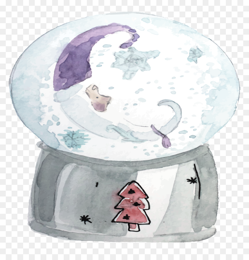 Hand Drawn Cartoon Snow Globe Glass Ball Transparent - Illustration, HD Png Download - globe with hand png