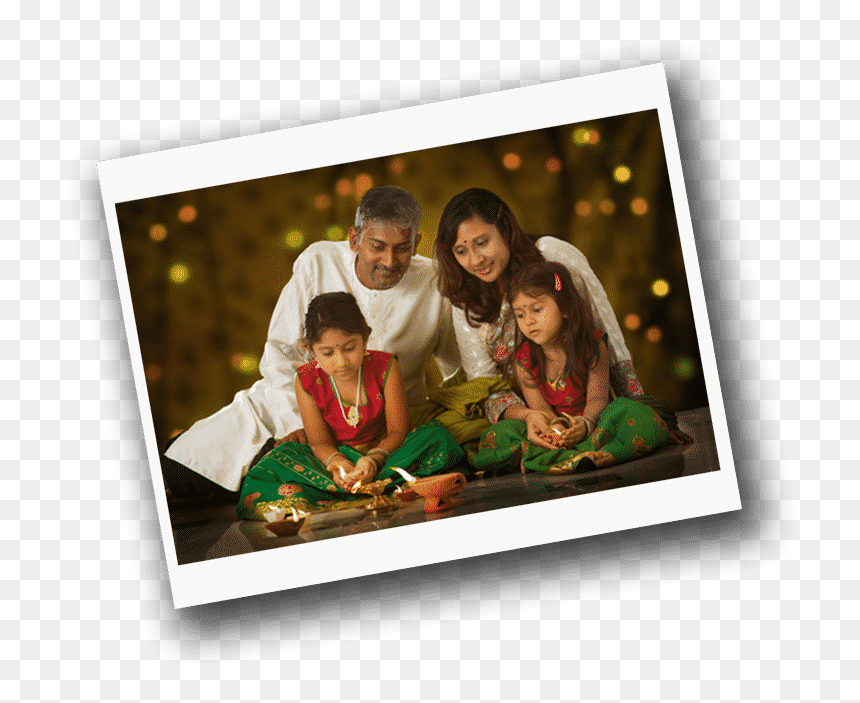 Asian Indian Family Diwali Celebration - Family In Diwali In Png, Transparent Png - diwali frame png