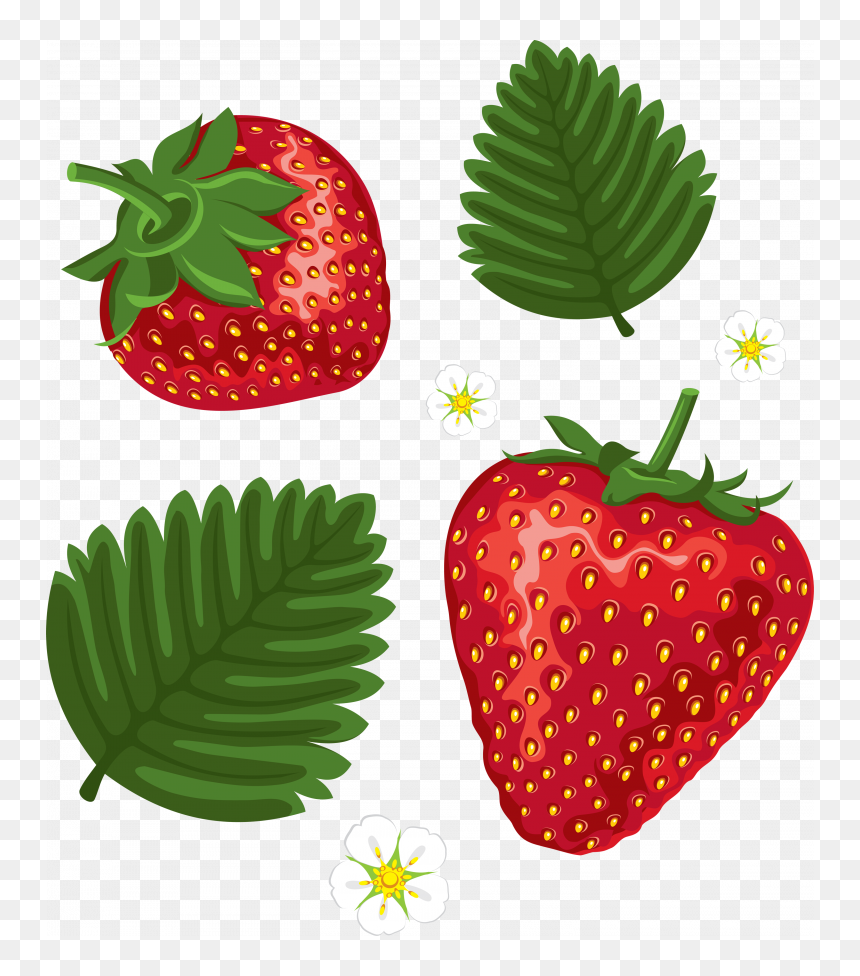 Free Download Of Strawberry Icon - Strawberry Leaves Clip Art, HD Png Download - strawberry fruit png