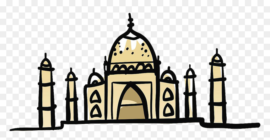 Taj Mahal Cartoon Illustration Mourn The Of - Taj Mahal Cartoon Drawing, HD Png Download - taj mahal clip art png