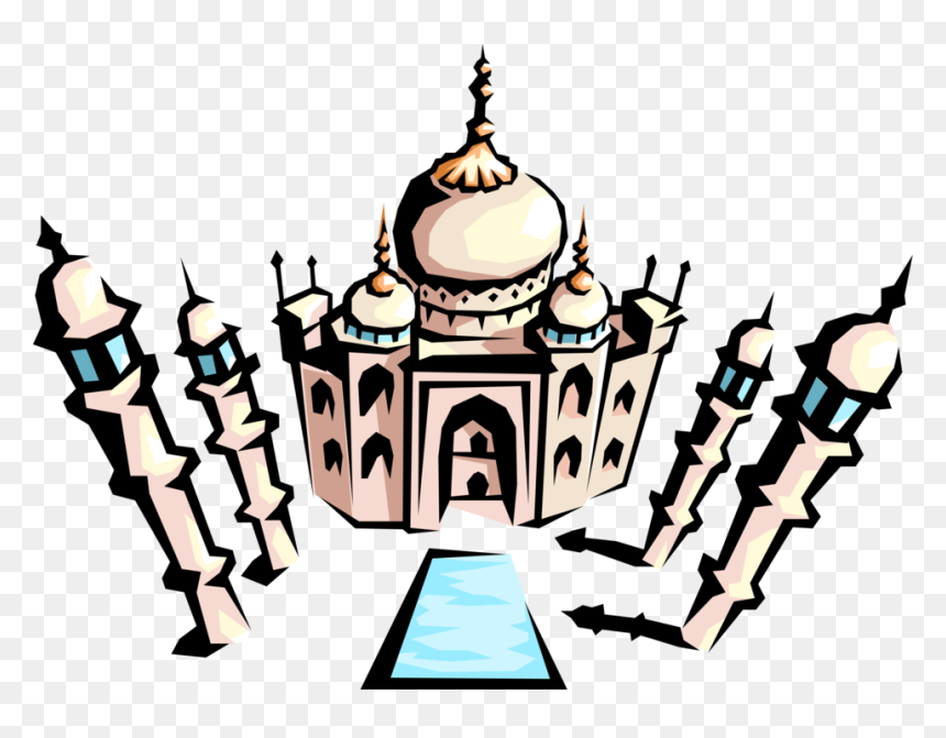 Vector Illustration Of Taj Mahal Marble Mausoleum On, HD Png Download - taj mahal clip art png