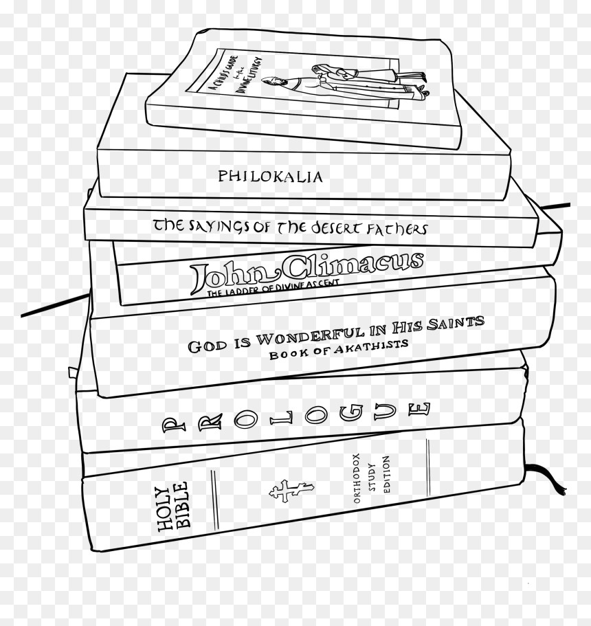 Line Drawing Of The Pile Of Orthodox Books - Book Pile Png Drawing, Transparent Png - books image png