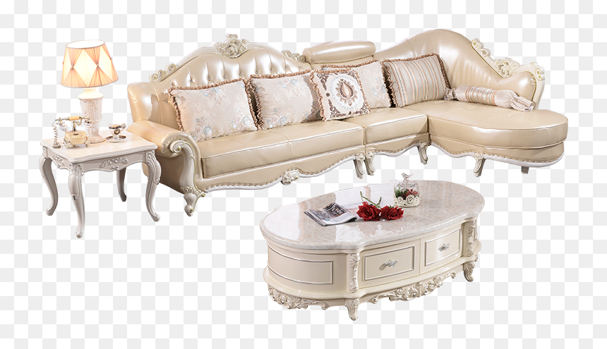 Luxury Design Royal Living Room Furniture Golden Leather - Kursi Sudut Busa Ukir, HD Png Download - steel sofa set png