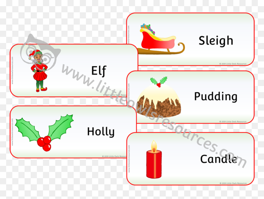 Christmas Word Cards - Cartoon, HD Png Download - christmas father clipart png