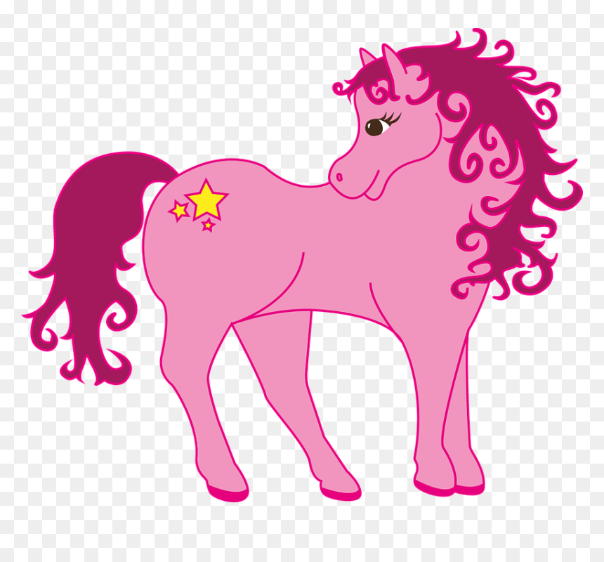 Pony, Horse, Pink, Yellow, Lure, Mane, Mythical Animal - Horse And Bunny Clip Art, HD Png Download - ponies png