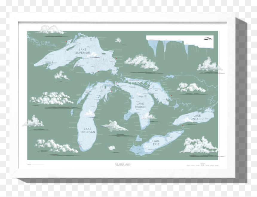 Rkr Great Lakes Nautical Map Art Print Boathouse Collection, HD Png Download - great lakes png