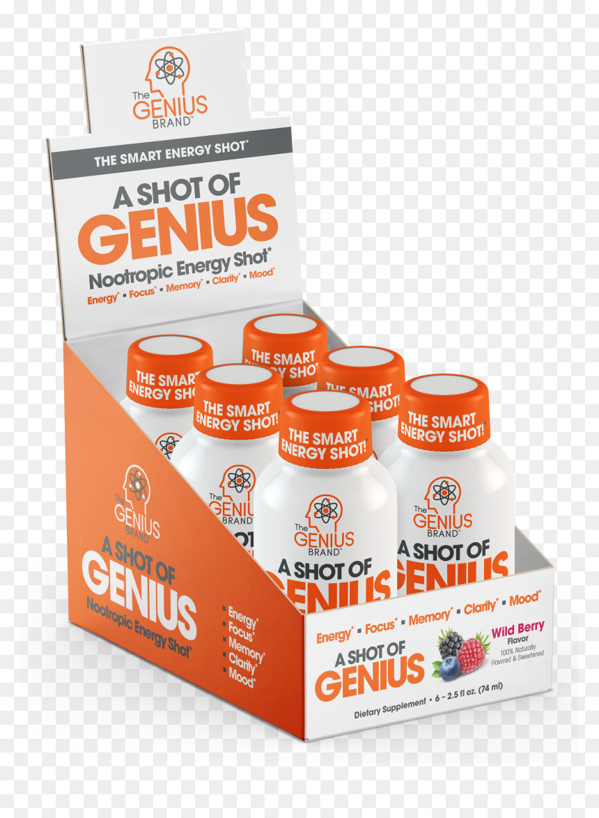 Shot Of Genius Nootropic Energy Shots, HD Png Download - genius png