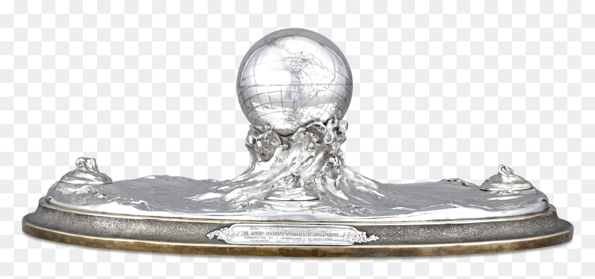 Sterling Silver Globe Inkwell Centerpiece By Tiffany - Silver, HD Png Download - centerpiece png