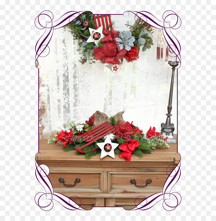 Unusual, Unique Christmas Table And Door Seasonal Holiday - Flower Bouquet, HD Png Download - centerpiece png
