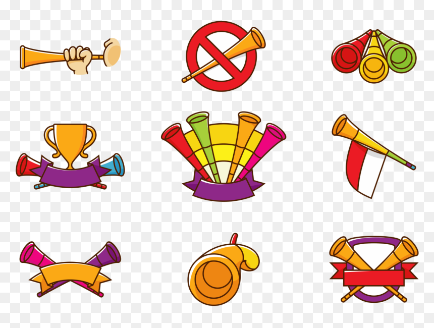 Vector De La Trompeta Vuvuzela - New Year Party Trumpet Vector, HD Png Download - trompetas png