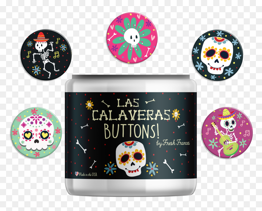 Skeleton Sugar Skull Buttons With Jar V=1494520389 - Skull, HD Png Download - calaveras png
