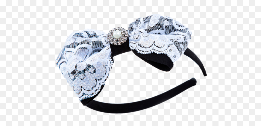 White And Black Lace Headband - Engagement Ring, HD Png Download - lace applique png