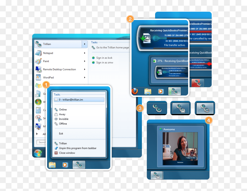 Trillian Windows 7, HD Png Download - windows 7 start icon png