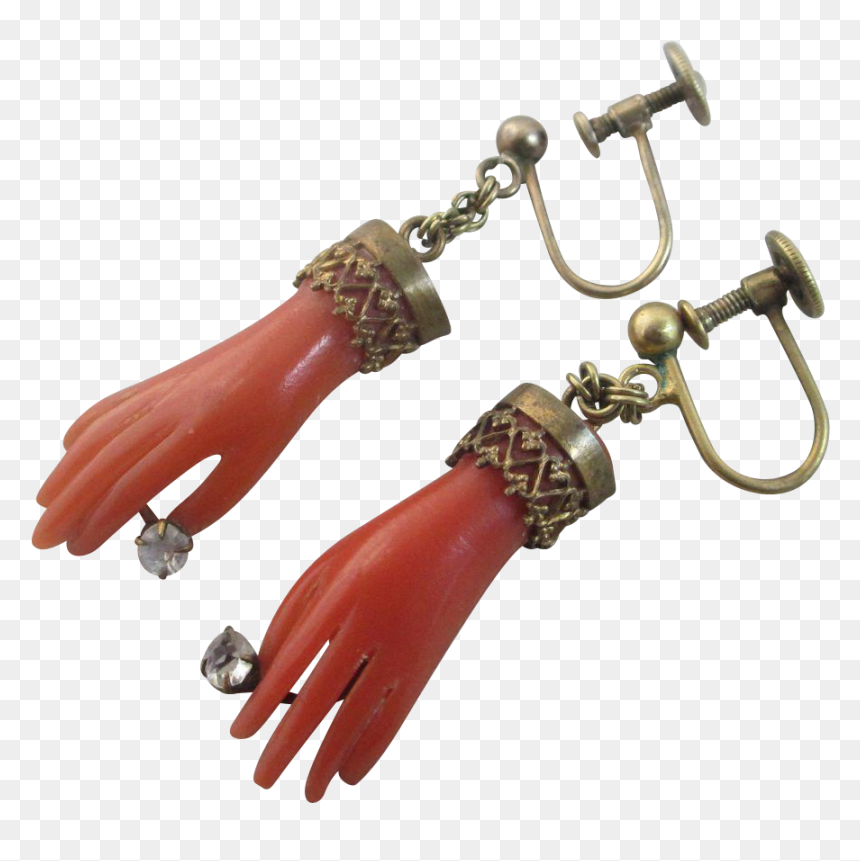 Coraline Hand In Sterling Silver Gilt Dangling Ear - Earrings, HD Png Download - coraline png