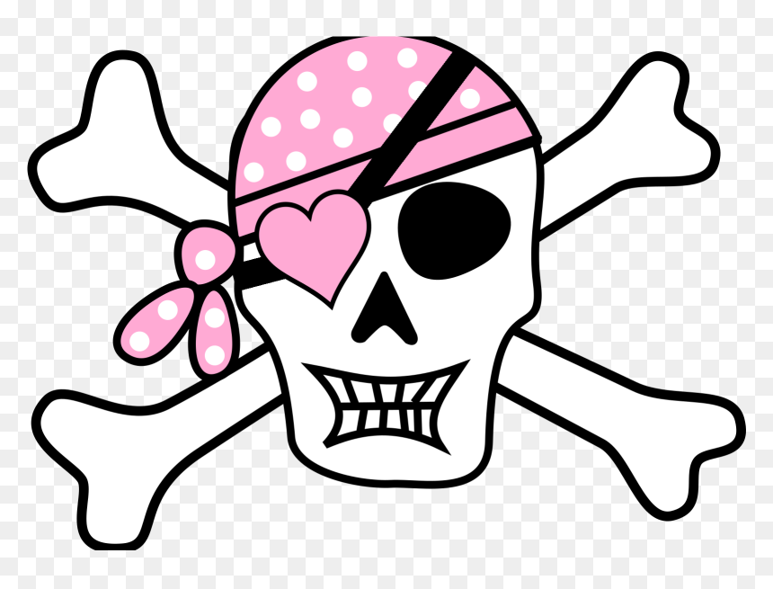 Girl Pirate Skull And Crossbones, HD Png Download - skull and crossbones png