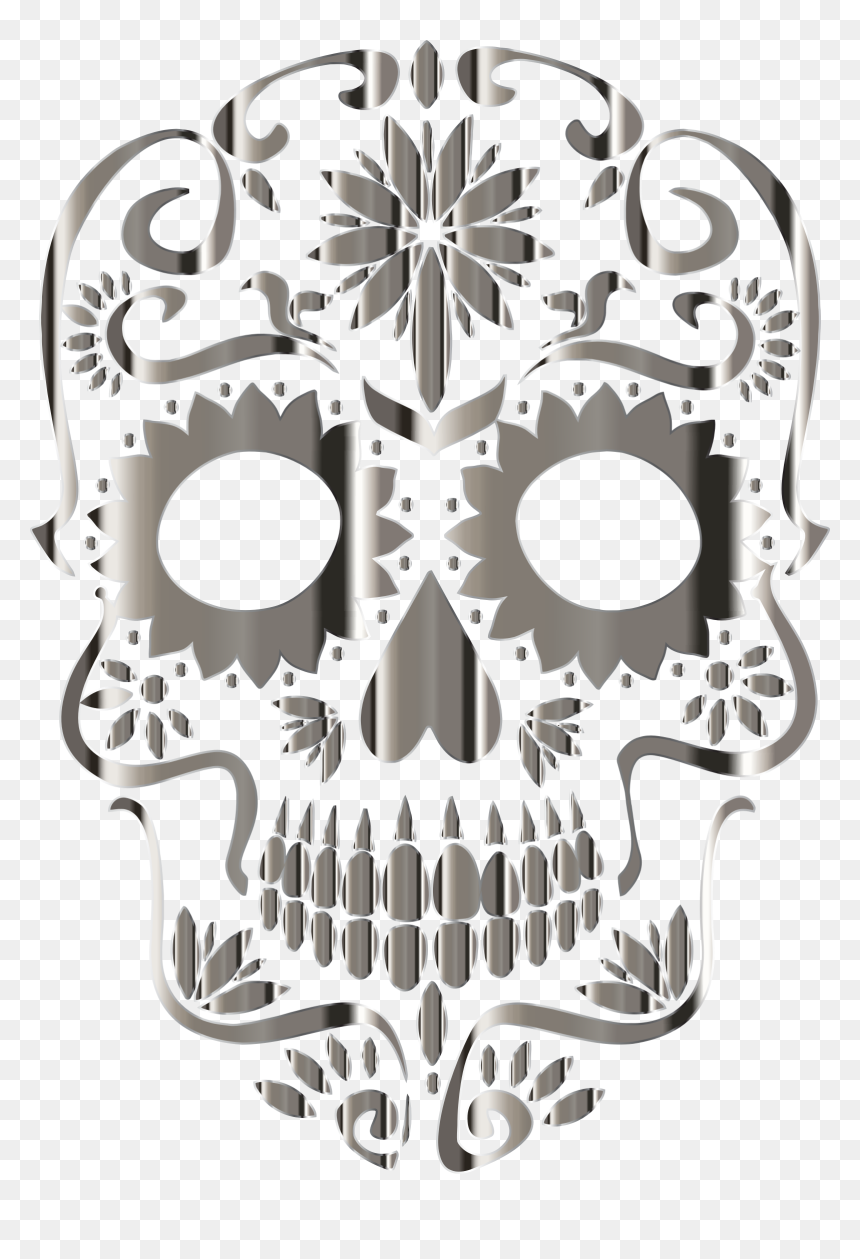 Sugar Skull Silhouette Png, Transparent Png - skull and crossbones png
