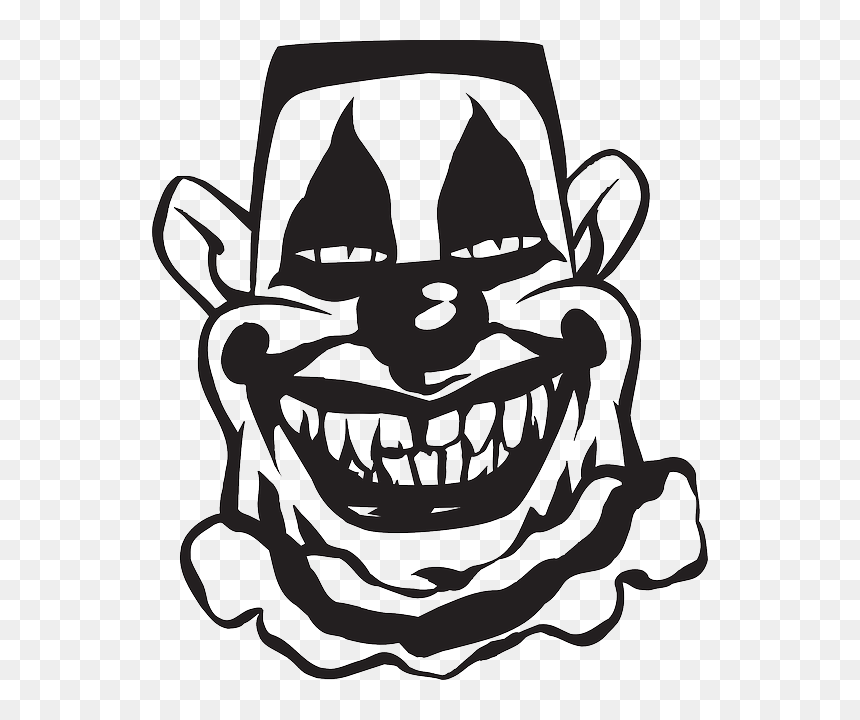 Clip Art Black And White Scary, HD Png Download - clown png