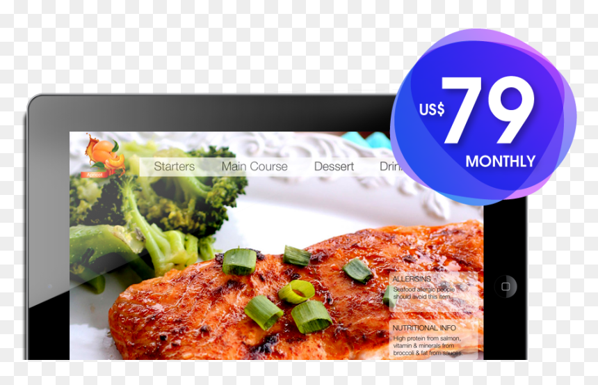 Restaurant Menu Application - Menu, HD Png Download - ipad template png