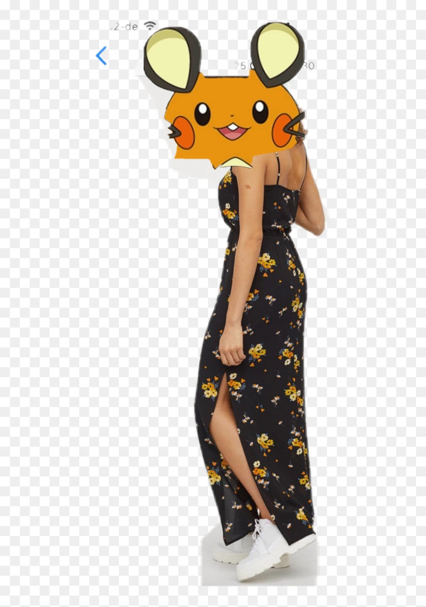 Dedenne Freetoedit - H&m Long Yellow Floral Black Dress, HD Png Download - dedenne png