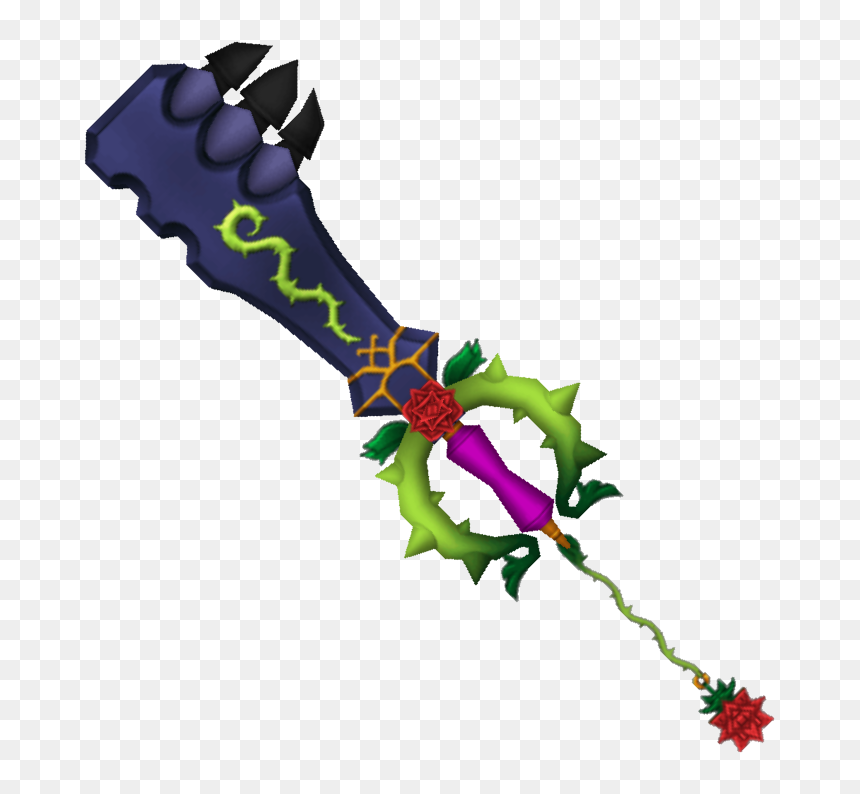 Rumbling Rose - Kingdom Hearts 2 Beauty And The Beast Keyblade, HD Png Download - rose thorns png