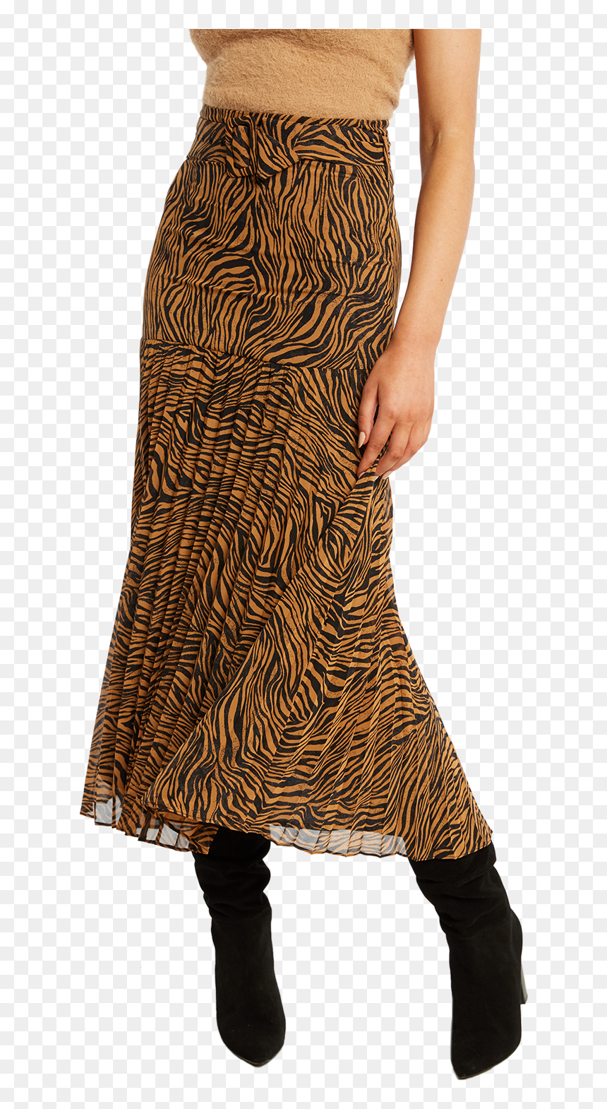 Printed Pleat Skirt In Colour Tapioca - Bardot Pleated Skirt Zebra, HD Png Download - grass skirt png