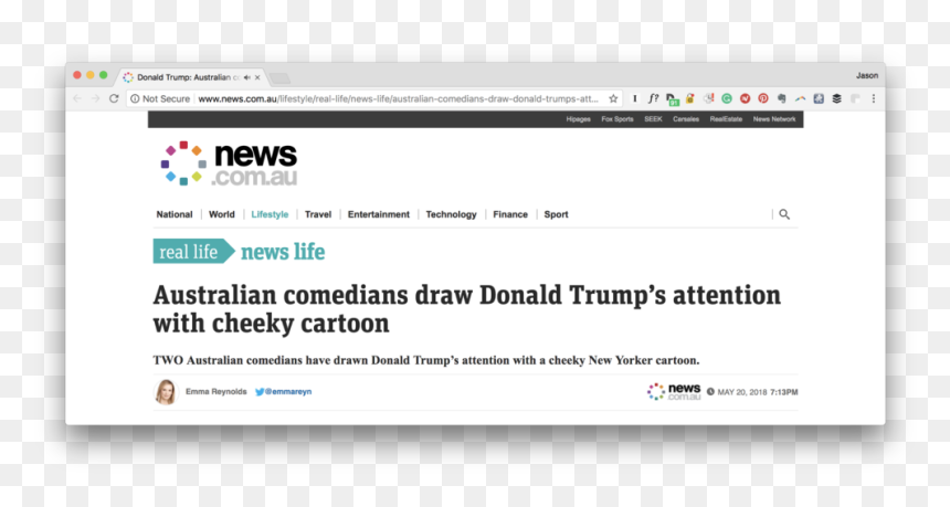 Screen Shot 2018 05 21 At - News Com Au, HD Png Download - trump cartoon png
