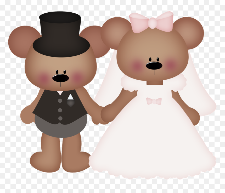 Clipart Bear Wedding - Wedding Teddy Bears Cartoon, HD Png Download - bride clipart png