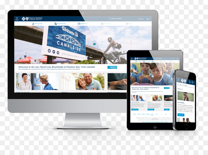 New Website On Desktop, Tablet And Mobile Devices - Marketing, HD Png Download - blue shield png